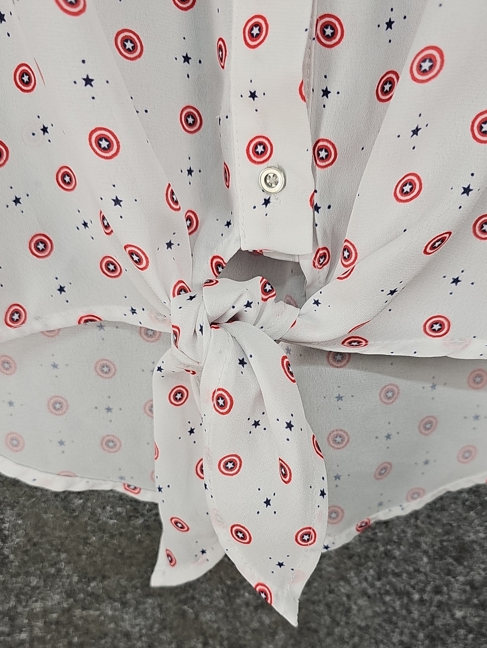 MARVEL by Her Universe, Captain America Sleeveless Blouse, White, Size Small - Picture 3 of 8